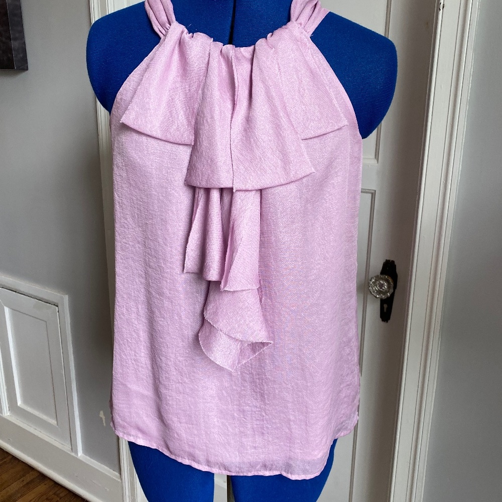 Loft Bow Tie Ruffle Sleeveless Blouse